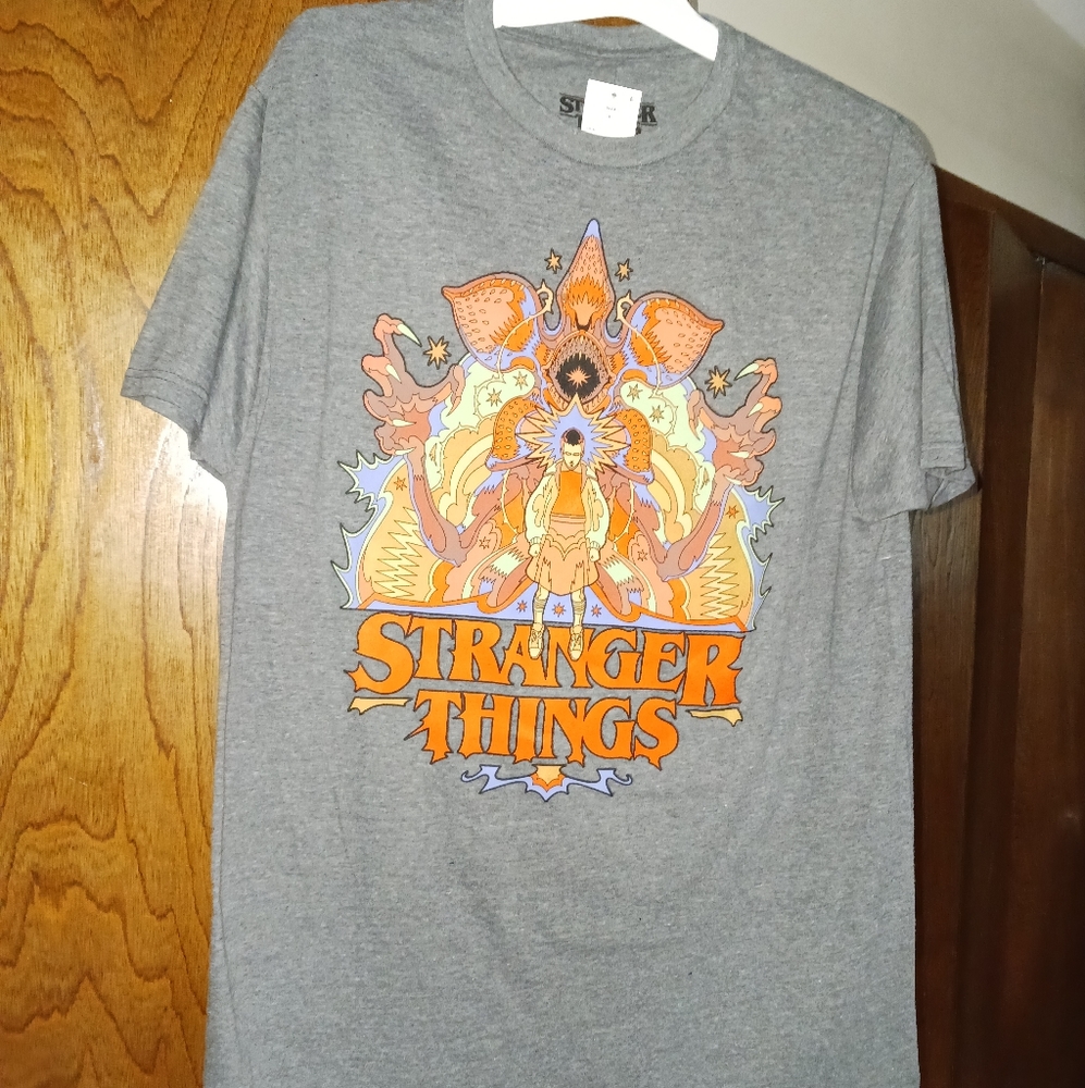 Stranger Things Men Graphic T Shirt Dark Gray Netflix